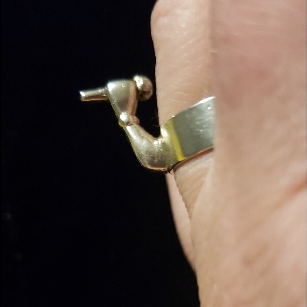 Handmade Argentium Silver Hand Holding the Mic Ring, size 7.5